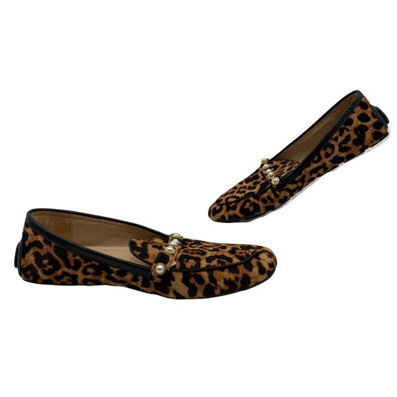 Stuart Weitzman Black Animal Print Leather Loafers | Women’s Size 8 - Picture 1 of 8